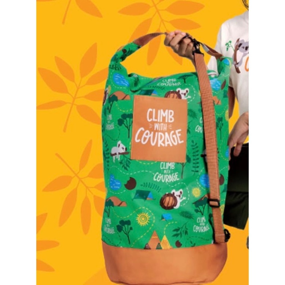 Girl Scouts Little Brownie Bakers Roll Top Duffel Bag Climb With Courage Camping